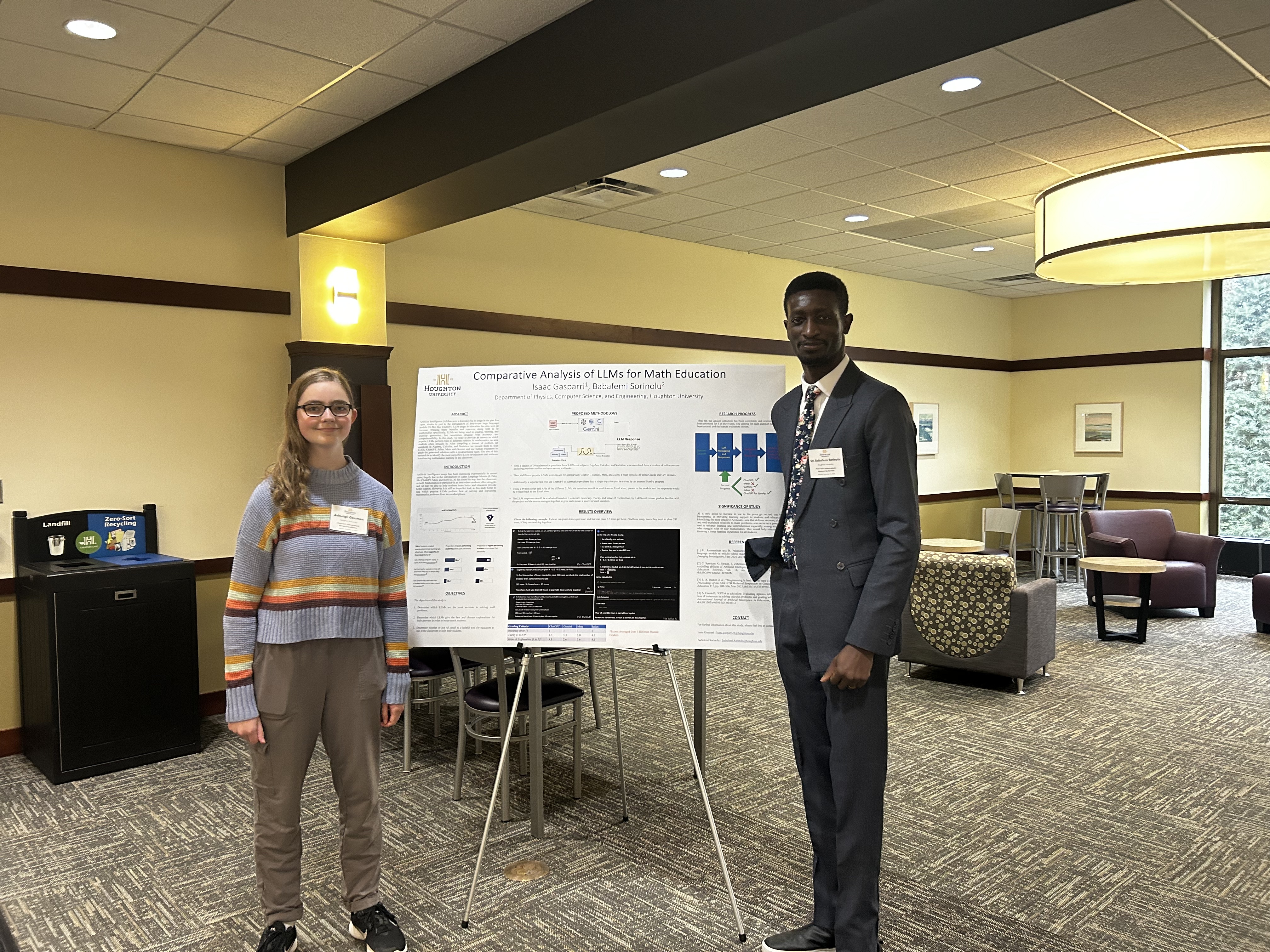 At Isaac’s poster: 'Comparative Analysis of LLMs for Math Education.'